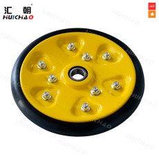 Yellow Small Seed Opener Press Wheel Assembly with Softened Rubber Tire